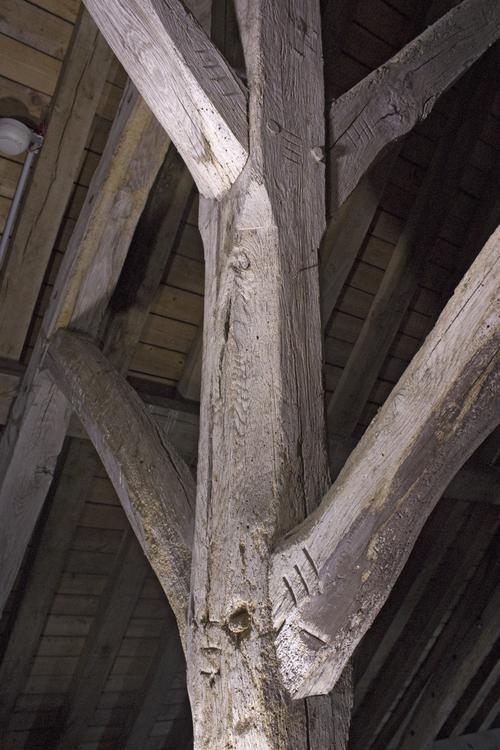 Cathédrale Notre-Dame [Coutances - 50147] : Nef - Charpente est, marquages d’un poinçon