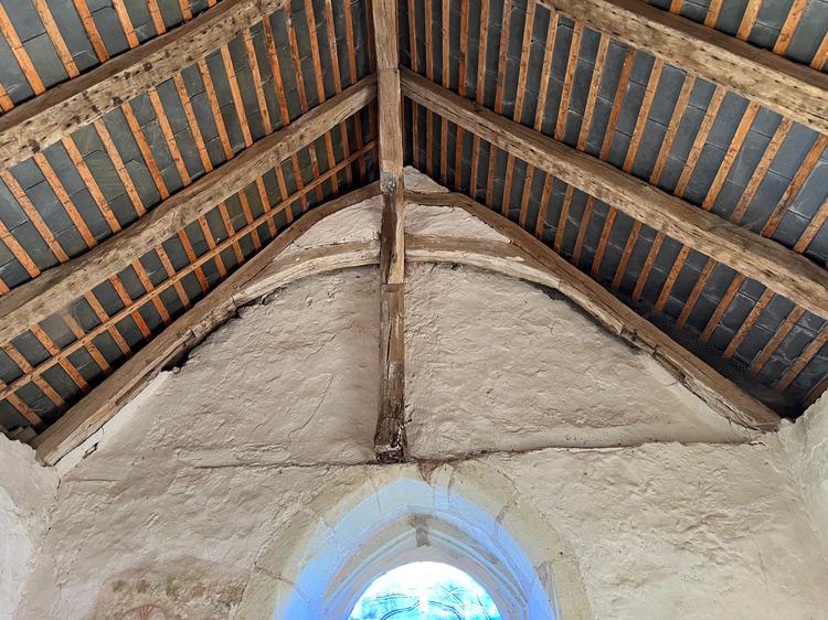 Chapelle Saint-Aubin de Châteaupanne [Mauges-sur-Loire - 49244] : Choeur, charpente de couvrement : ferme est