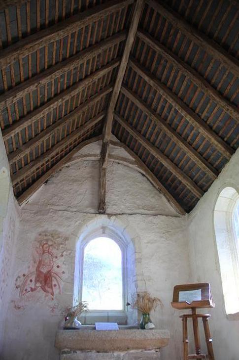 Chapelle Saint-Aubin de Châteaupanne [Mauges-sur-Loire - 49244] : Choeur, charpente de couvrement vue depuis l’ouest