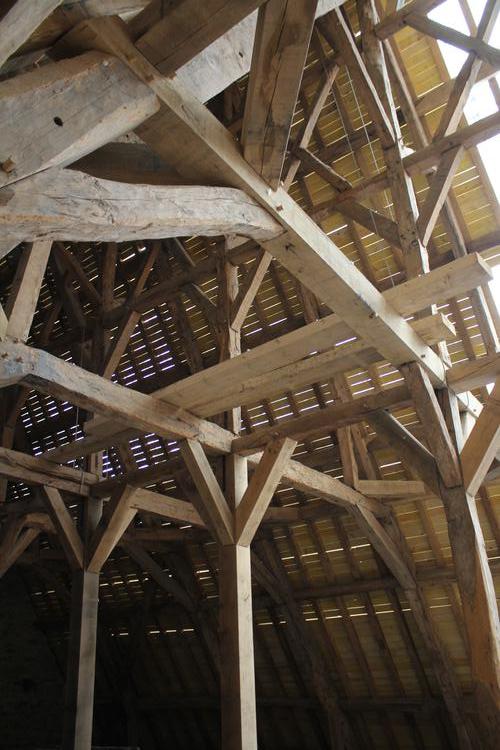 Chapelle Saint-Yves [Vannes - 56260] : Nef, charpente de couvrement  : contreventement, vu depuis le nord-est
